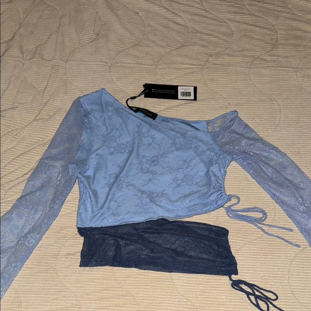White Fox Boutique Blue Lace Top